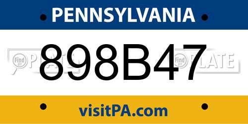 898B47 Pennsylvania License Plate