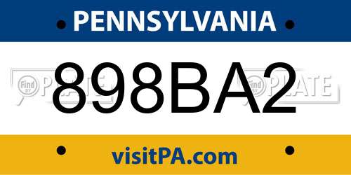 898BA2 Pennsylvania License Plate
