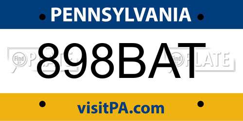 898BAT Pennsylvania License Plate