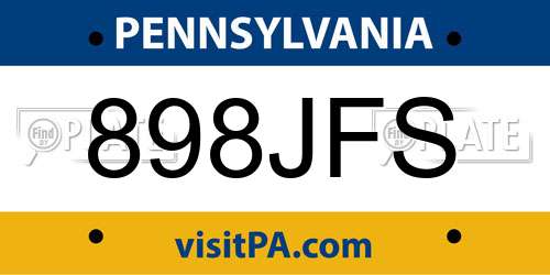 898JFS Pennsylvania License Plate