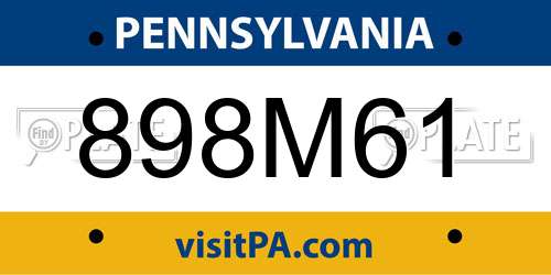 898M61 Pennsylvania License Plate