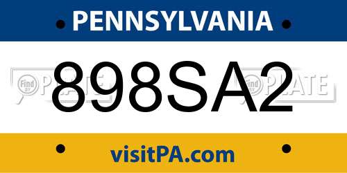 898SA2 Pennsylvania License Plate