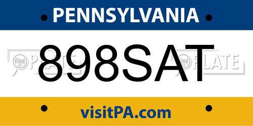 898SAT Pennsylvania License Plate