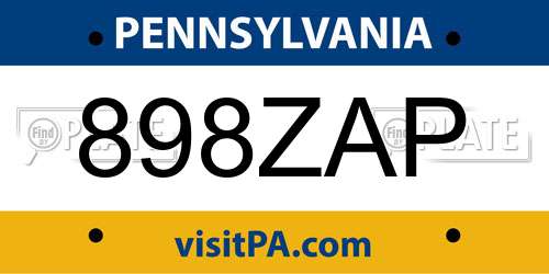 898ZAP Pennsylvania License Plate