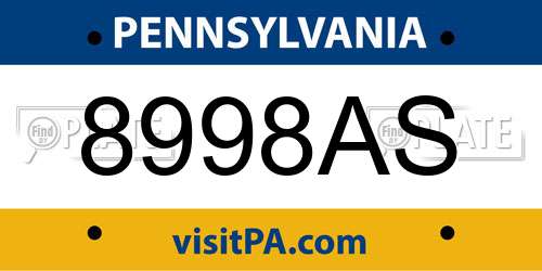 8998AS Pennsylvania License Plate