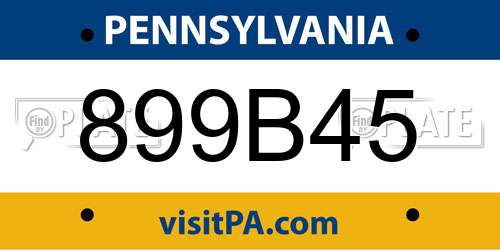 899B45 Pennsylvania License Plate