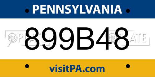 899B48 Pennsylvania License Plate