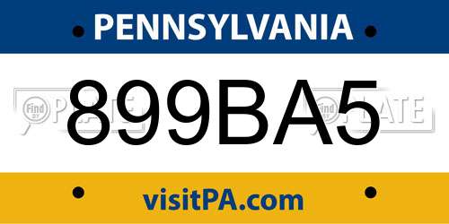 899BA5 Pennsylvania License Plate