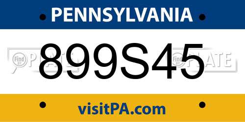 899S45 Pennsylvania License Plate