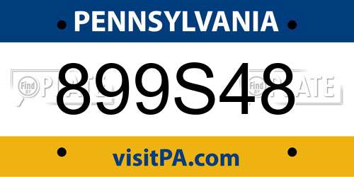 899S48 Pennsylvania License Plate
