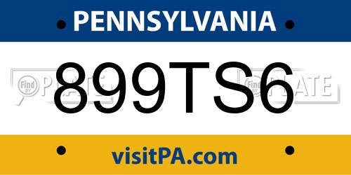 899TS6 Pennsylvania License Plate