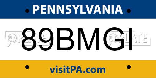 89BMGI Pennsylvania License Plate