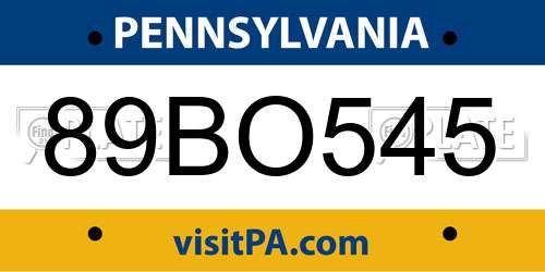 89BO545 Pennsylvania License Plate