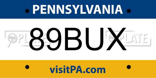 89BUX Pennsylvania License Plate