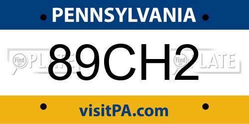 89CH2 Pennsylvania License Plate