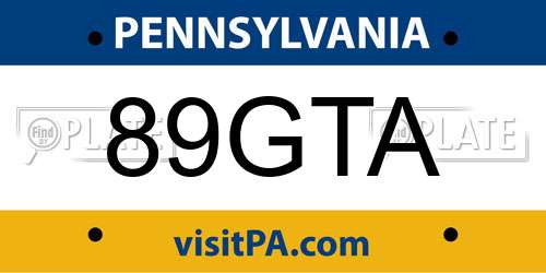 89GTA Pennsylvania License Plate