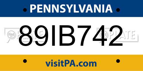 89IB742 Pennsylvania License Plate