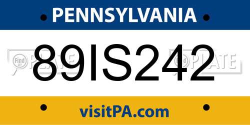 89IS242 Pennsylvania License Plate