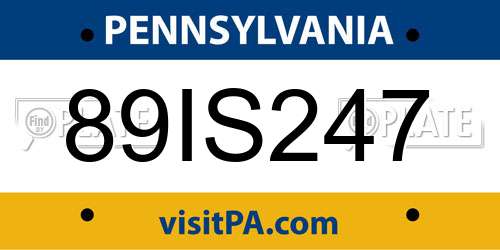 89IS247 Pennsylvania License Plate