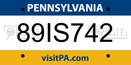 89IS742 Pennsylvania License Plate