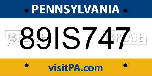 89IS747 Pennsylvania License Plate