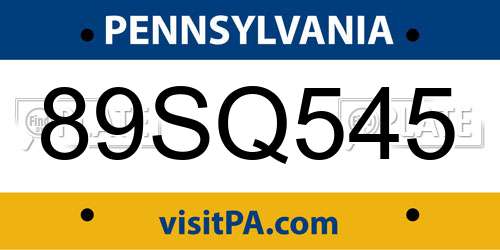 89SQ545 Pennsylvania License Plate