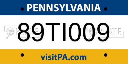 89TI009 Pennsylvania License Plate