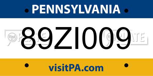89ZI009 Pennsylvania License Plate