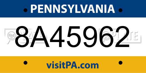8A45962 Pennsylvania License Plate