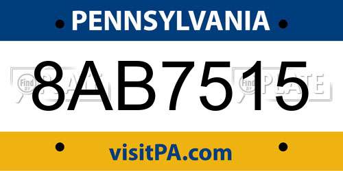 8AB7515 Pennsylvania License Plate
