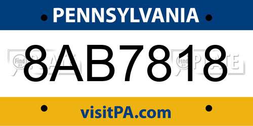 8AB7818 Pennsylvania License Plate