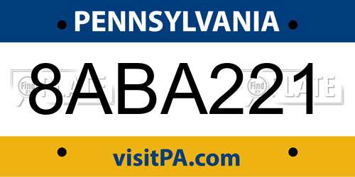 8ABA221 Pennsylvania License Plate