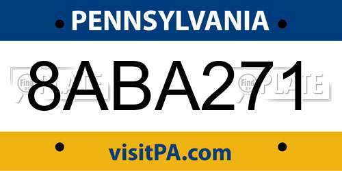 8ABA271 Pennsylvania License Plate