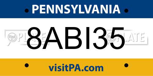 8ABI35 Pennsylvania License Plate
