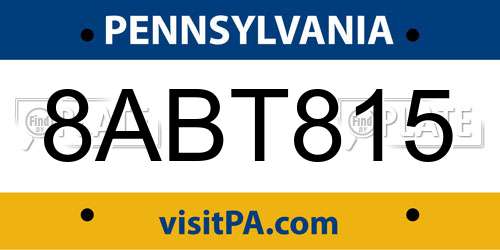 8ABT815 Pennsylvania License Plate