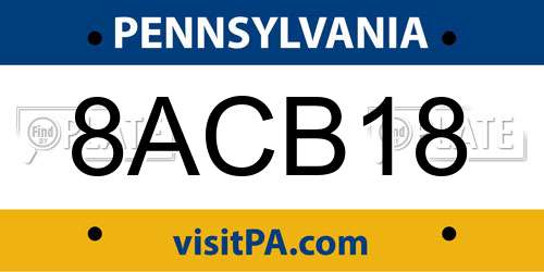 8ACB18 Pennsylvania License Plate