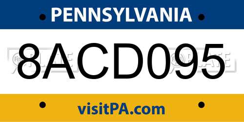 8ACD095 Pennsylvania License Plate