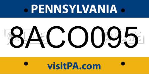 8ACO095 Pennsylvania License Plate