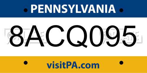 8ACQ095 Pennsylvania License Plate