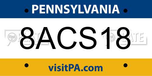 8ACS18 Pennsylvania License Plate