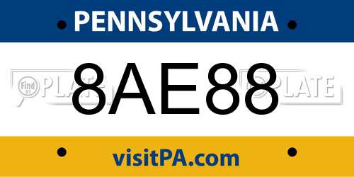 8AE88 Pennsylvania License Plate