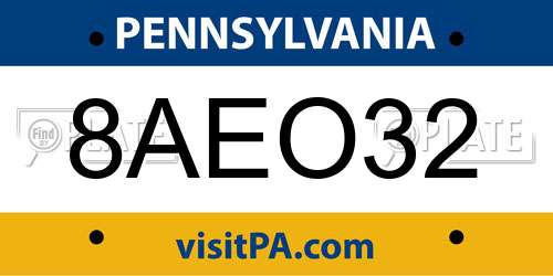 8AEO32 Pennsylvania License Plate