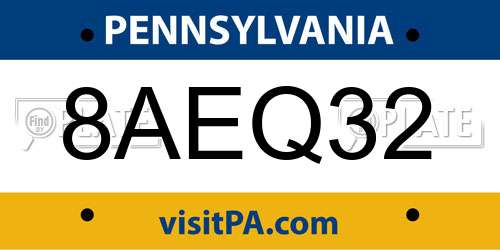 8AEQ32 Pennsylvania License Plate