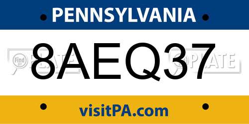 8AEQ37 Pennsylvania License Plate