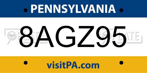 8AGZ95 Pennsylvania License Plate