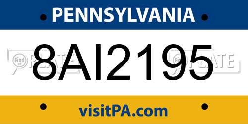 8AI2195 Pennsylvania License Plate