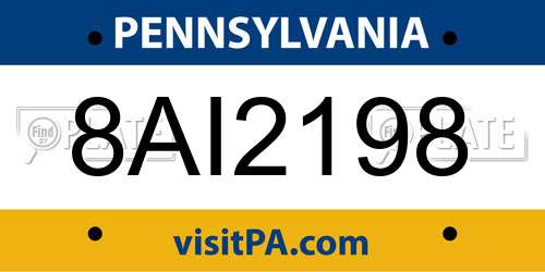8AI2198 Pennsylvania License Plate