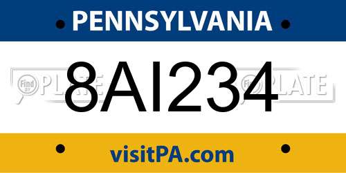 8AI234 Pennsylvania License Plate