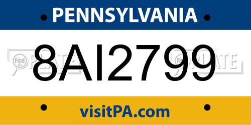 8AI2799 Pennsylvania License Plate