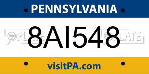 8AI548 Pennsylvania License Plate